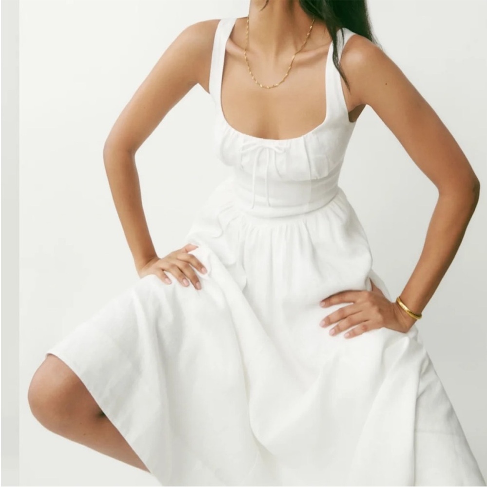 Reformation Balia White Linen Dress Size 2 - Picture 2 of 8